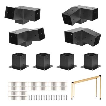 Pergolės laikikliai, anglinis plienas 92x92 mm, 8 vnt., lauko medinėms konstrukcijoms