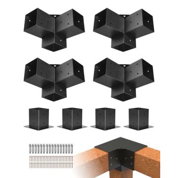 Комплект угловых кронштейнов для перголы 10,2x10,2 см, 8 шт., деревянное основание для столба.