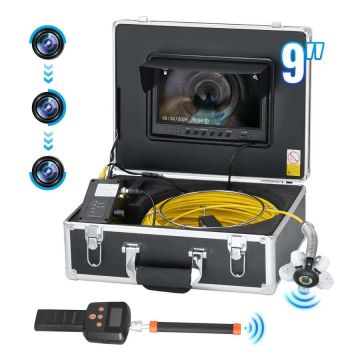 Kanalizacijos apžiūros kamera, 9", 512 Hz, IP68, 12 LED, 32 GB