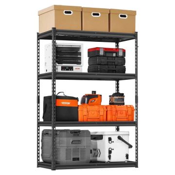 Sandėliavimo metalinės lentynos, 4 pakopų, 2400 svarų talpos, juodos, 60x40x20 colių