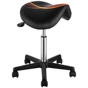 Balno formos kėdė su ratukais, reguliuojamas aukštis, juoda PU oda, ergonomiška