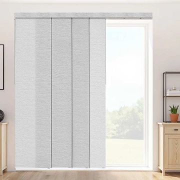 Panelinės vertikalios žaliuzės, pilkos, reguliuojamos, 116–218 cm pločio, iki 243 cm aukščio