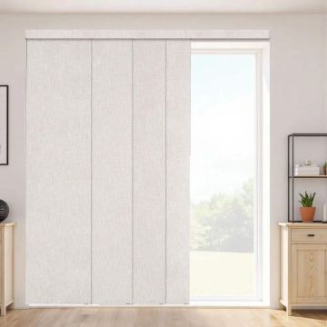 Panelinės bėgelių žaliuzės, ištraukiamas 116–218 cm pločio, šviesiai pilkos