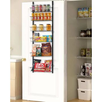 Pakabinamas plieninis prieskonių stovas, 6 pakopų, juodas