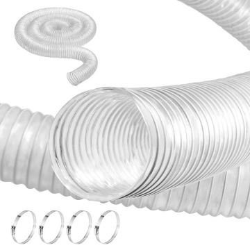 Dulkių surinkimo žarna 2,5 colio x 10 pėdų, sustorinta PVC, su vielos spirale, spaustukais, staklėms