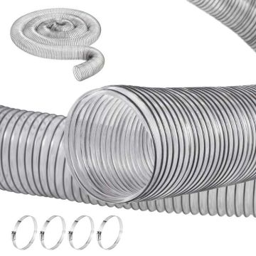 Dulkių surinkimo žarna, 10,2 cm x 609,6 cm, PVC, skaidri, lanksti