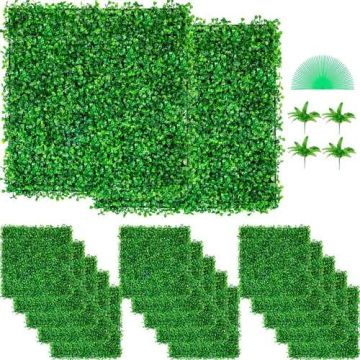 Dirbtinė buksmedžio plokštė, UV atspari, 10x10 colių, 48 vnt. dekoratyvinė gyvatvorė