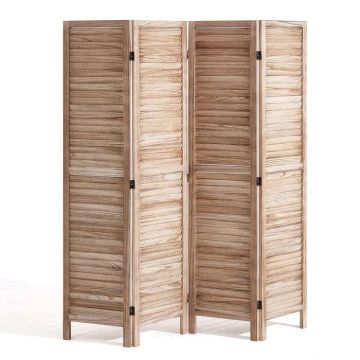 Medinė sulankstoma kambario pertvara, 4 paneliai, 170 cm aukščio