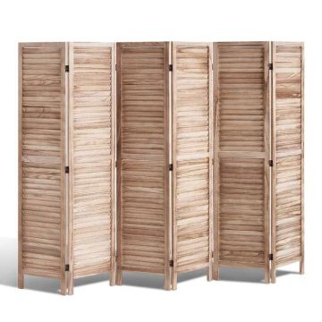 Medinė 6 panelių sulankstoma kambario pertvara, 170 cm aukščio