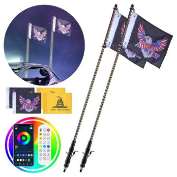 2 vnt. 4 pėdų RGB LED rimbo žibintai su nuotoliniu valdymu, vandeniui atsparūs, skirtų UTV, ATV, motociklams