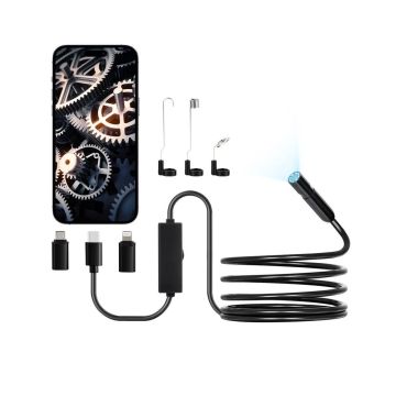 Endoskopinė boroskopo kamera 1920P HD, IP67, 3 m kabelis, 8 LED, android/ios