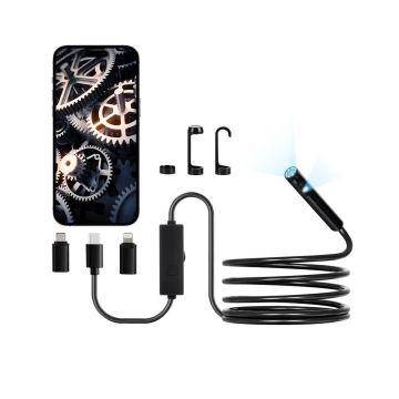Endoskopinė kamera su šviesa, 1920P HD, 8+1 LED, IP67 atspari, 3 m kabelis, android/ios