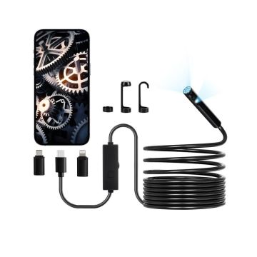 Endoskopinė kamera su LED šviesa, HD 1920P, IP67, 5 m kabelis, android/ios