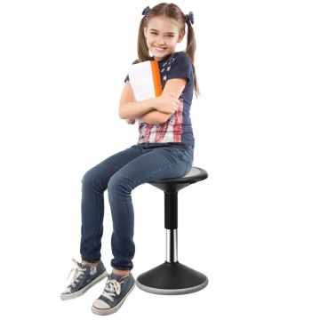 Svyruojanti reguliuojamo aukščio aktyvi kėdė, pvc+abs, juoda, 15,7–21,7 colio