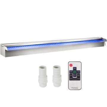 Nerūdijančio plieno dekoratyvinis krioklio fontanas su LED, 99,4x11,5x7,5 cm