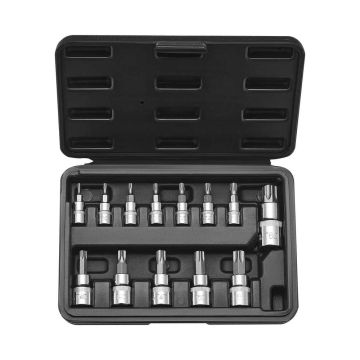 Torx antgalių rinkinys, 13 dalių, S2 ir cr-v plienas, T8–T60, 1/4–1/2 colių