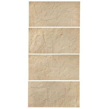 3D sienų plokštės, 4 vnt., PU akmens imitacija, geltonos, 48x24 col.
