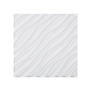 3D sienų plokštės, 12 vnt., 19,7x19,7 cm, baltos, PVC, minimalistinis dizainas