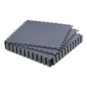 Modulinės garažo grindų plytelės, 16 vnt., 513x513x5 mm, grafito pilkos PVC