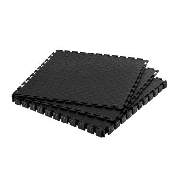 Modulinės garažo grindų plytelės, 8 vnt., 513x513 mm, juodos, PVC, neslystantys