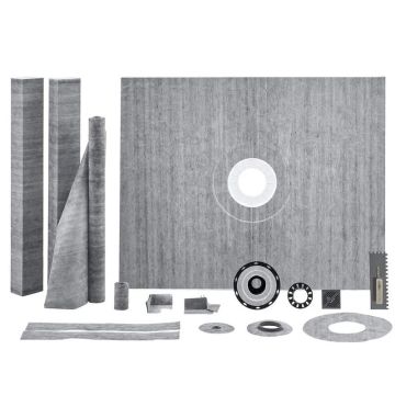 Dušo kabinos karnizo ir padėklo komplektas, 1219x1524 mm, PVC flanšas, nerūdijančio plieno grotelės