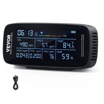 Oro kokybės matuoklis 9 viename su CO2, TVOC, PM2.5 ir aliarmo funkcija