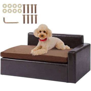 Šunų ir kačių sofa-lova, vidutinio dydžio, odinė, juoda