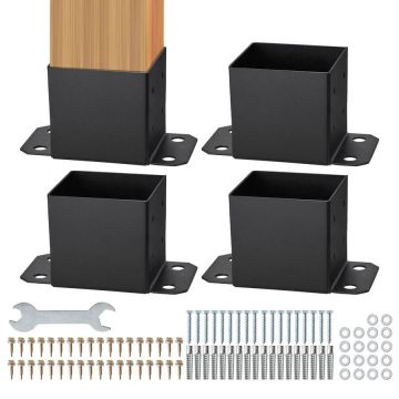 Stulpų pagrindai 142x142 mm, 4 vnt., matiniai juodi, milteliniu būdu dažyti