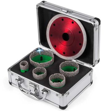 Deimantinių gręžimo karūnų rinkinys 22-65 mm su pjūklo disku M14