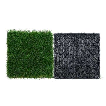 Dirbtinės žolės plytelės, 18 vnt., 305x305 mm, syntetinės, savaime drenuojančios, vidaus ir lauko naudojimui