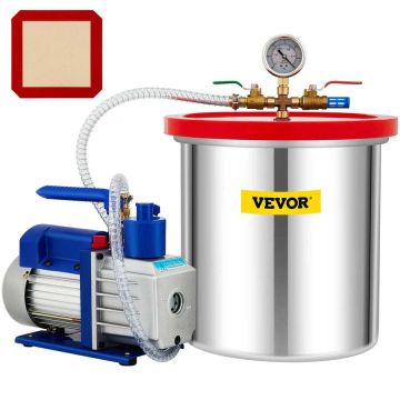 Vakuuminė kamera su siurbliu, 5 galonų (18,9 L), 5 CFM, 1/3 AG, vienos pakopos