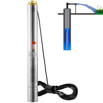 Giluminis gręžinio panardinamasis siurblys, 750 W, 7,1 m³/h, IP68, nerūdijančio plieno