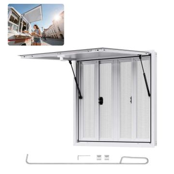 Koncesijos langas 92x92 cm, aliuminio, 4 stumdomi langai, maisto sunkvežimiui