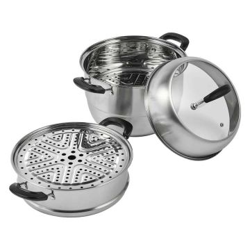 Garinimo puodų rinkinys, 11 col., 8,5 L, 3 pakopos, 304 nerūdijantis plienas