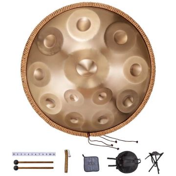 Handpan būgnas 55,9 cm, 12 natų, D minor, rankinis su plaktuku