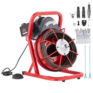 Elektrinė kanalizacijos valymo mašina 250W, 50ft x 1/2", 2–4 colių vamzdžiams