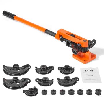 Rankinis vamzdžių lenktuvas 9,5–25,4 mm su 7 matricomis, 180° vario ir aliuminio vamzdžių lenkimo įrankis