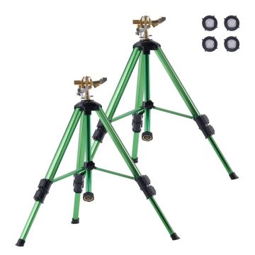 Smūginis trikojo purkštuvas su žalvarine galvute, 2 vnt., G3/4 jungtis, 360° laistymo sistema