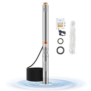 Giluminio gręžinio panardinamasis nerūdijančio plieno siurblys, 550 W, 100 l/min, 53 m slėgis, IP68