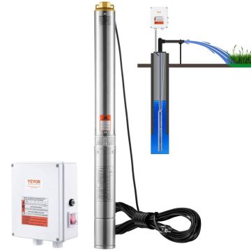 Giluminio gręžinio panardinamasis siurblys, 2200 W, 9,8 m³/h, 144 m slėgis, nerūdijančio plieno, IP68