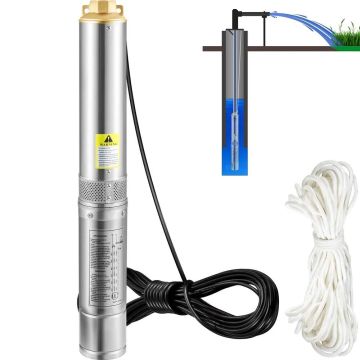 Giluminio gręžinio panardinamasis siurblys, 750 W, 100 l/min, 66 m galvutė, nerūdijančio plieno, IP68