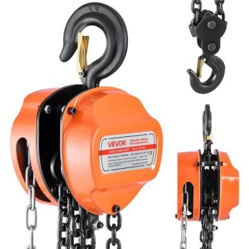 Rankinis grandininis keltuvas 3 t, G80 cinkuota grandinė, 6 m kelimo aukštis, oranžinis
