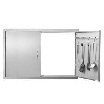 Dvigubos nerūdijančio plieno grilio durelės 990x660 mm lauko virtuvei