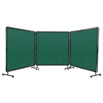 Suvirinimo apsauginis ekranas, 3 paneliai, žalias, 182,9x182,9 cm, vinilo