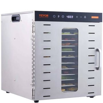 Maisto džiovyklė, 10 padėklų, nerūdijančio plieno, 1000 W