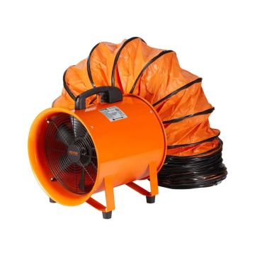 Nešiojamas pramoninis ventiliatorius 40,6 cm, 2 greičių, su 10 m ortakio žarna, oranžinis