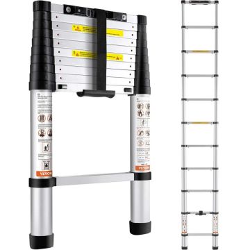 Teleskopinės aliuminės kopėčios 320 cm, sulankstomos, su neslystančiomis kojelėmis