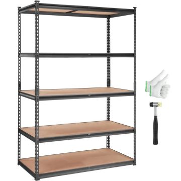 Metalinis sandėliavimo lentynų blokas, 5 pakopos, 2000 svarų talpa, juodas, 48x24x72 colių