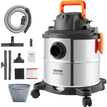 Drėgno ir sauso valymo dulkių siurblys, 20 L, nerūdijantis plienas, nešiojamas, 6 AG, sidabrinis-juodas