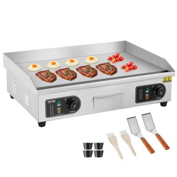 Elektrinė komercinė keptuvė 4000W, nerūdijančio plieno, reguliuojama temperatūra 122–572℉, 26x16 cm